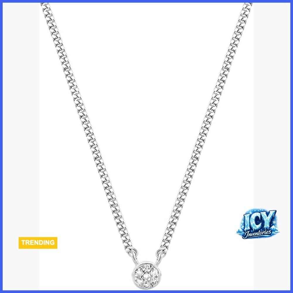 Sterling Silver Diamond Necklace with Adjustable Chain